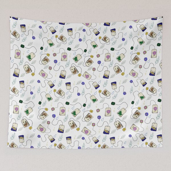 Item preview, Teabags pattern: herbal, orange, flower and cosmic tea designed and sold by MySciPic.