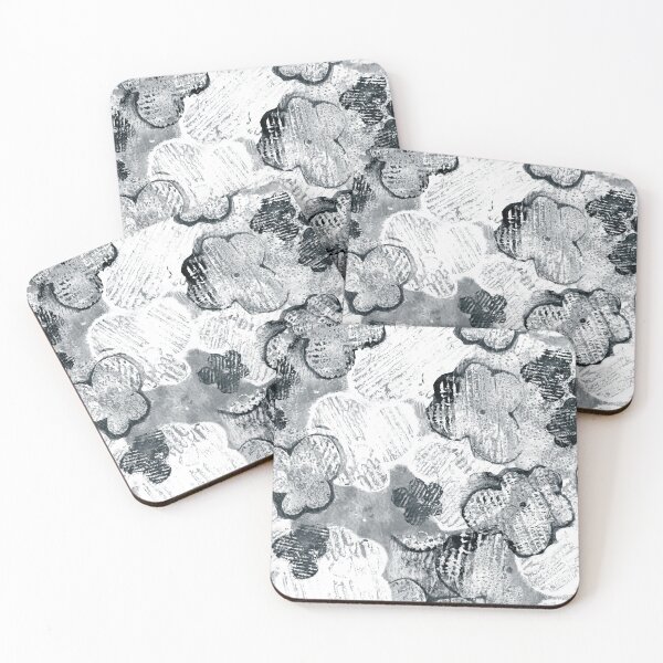 Item preview, Textured grayscale monoprint blossoms designed and sold by kobyakov.