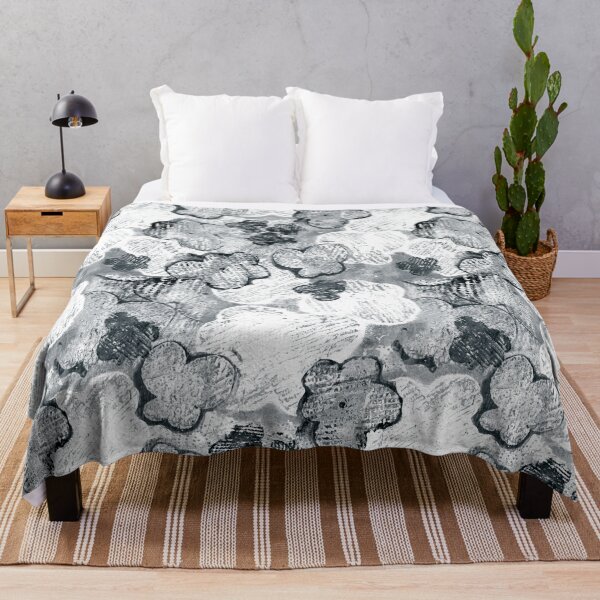 Item preview, Textured grayscale monoprint blossoms designed and sold by kobyakov.