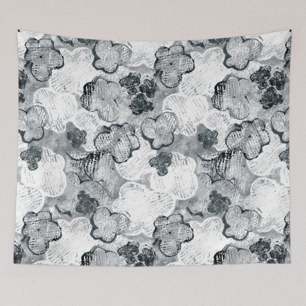 Item preview, Textured grayscale monoprint blossoms designed and sold by kobyakov.