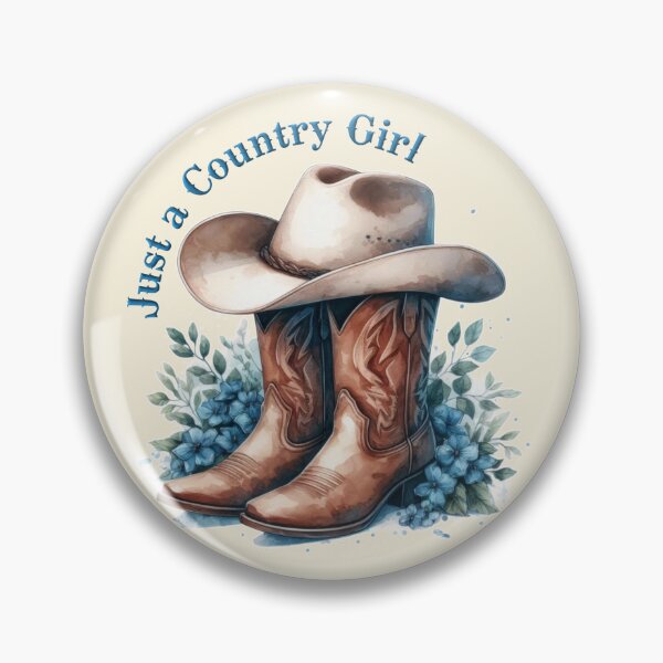 Item preview, Just a Country Girl - Cowboy Boots & Hat - Blue Floral  designed and sold by binspired2shop.
