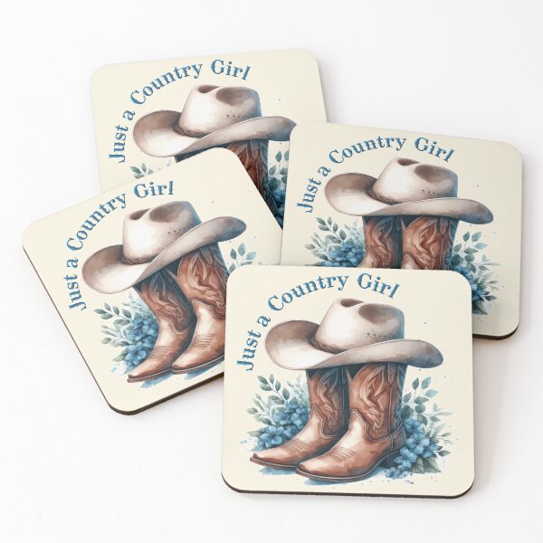 Item preview, Just a Country Girl - Cowboy Boots & Hat - Blue Floral  designed and sold by binspired2shop.