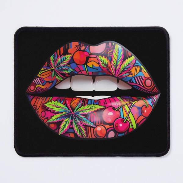 Item preview, Red Lips with Cherries and Marijuana leaf's 420 design designed and sold by EccentricsByE.