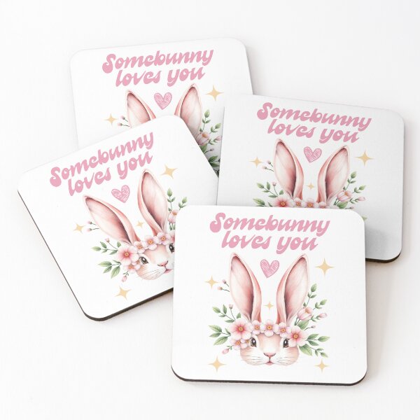 Item preview, Somebunny Loves You bunny illustration with floral wreath – cute Easter art designed and sold by olenapetol.