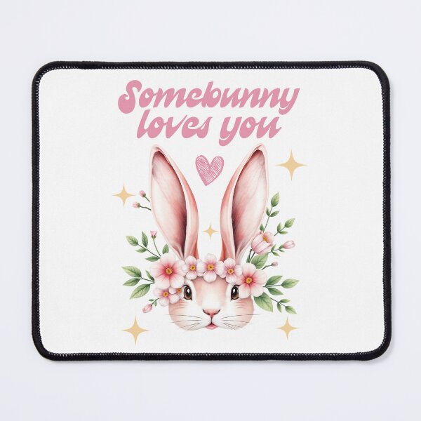 Item preview, Somebunny Loves You bunny illustration with floral wreath – cute Easter art designed and sold by olenapetol.
