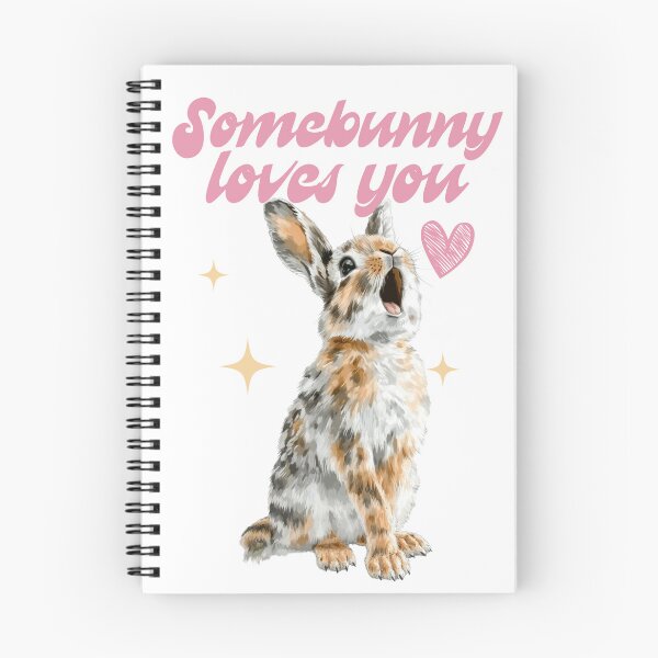 Item preview, Standing bunny Illustration with Text Somebunny Loves You – cute Easter art print designed and sold by olenapetol.