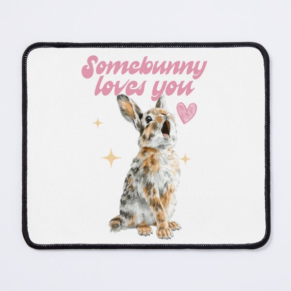 Item preview, Standing bunny Illustration with Text Somebunny Loves You – cute Easter art print designed and sold by olenapetol.
