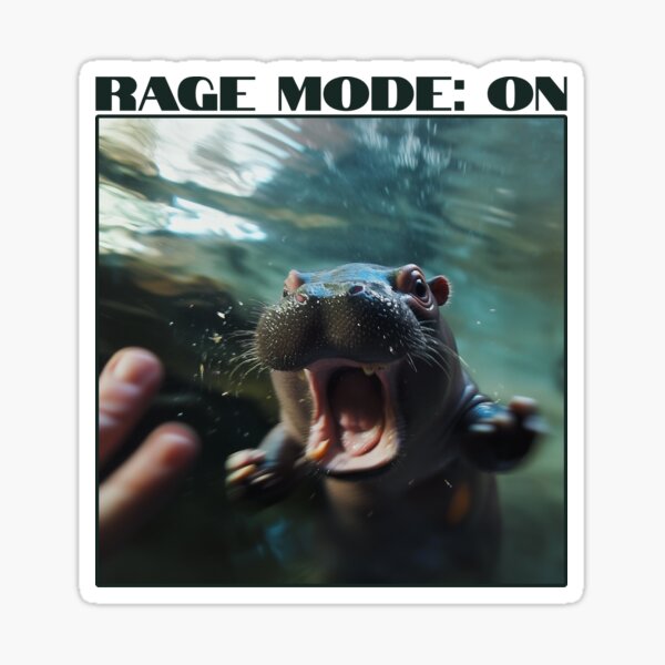 Aperçu de l'œuvre Mode Rage : activé Hippo drôle créée et vendue par VibeEra.