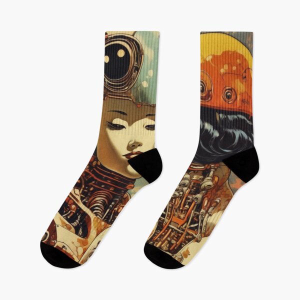 Item preview, Robot Shunga Retro Mid-century Imitation Japanese Erotica #220 designed and sold by NickWhittleArt.