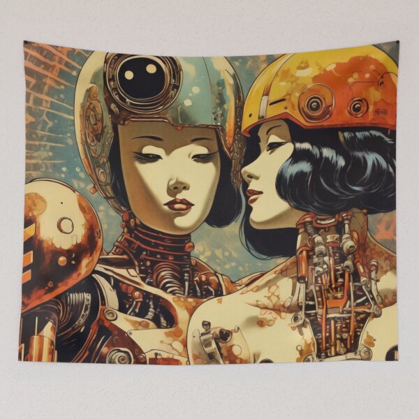 Item preview, Robot Shunga Retro Mid-century Imitation Japanese Erotica #220 designed and sold by NickWhittleArt.