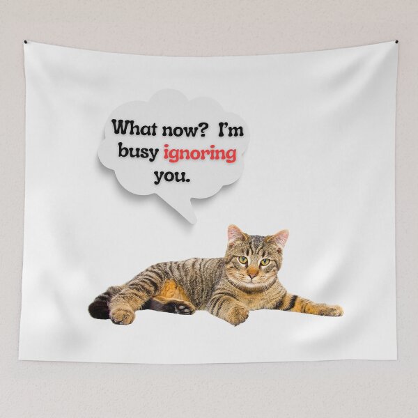 Item preview, Silver Tabby Cat with Attitude – “I’m Busy Ignoring You” Funny Cat Quote Design designed and sold by Fredster1966.