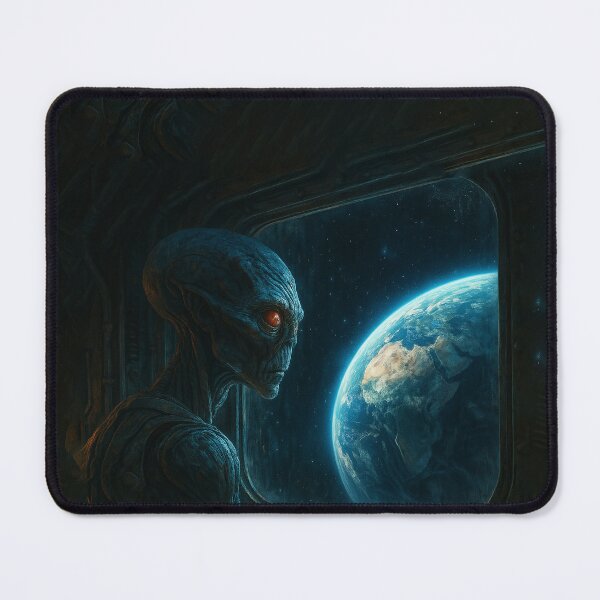 Item preview, Ancient Alien Awakens in Abandoned Spaceship Staring at Earth – Realistic Sci-Fi Art designed and sold by PrometheusStyle.