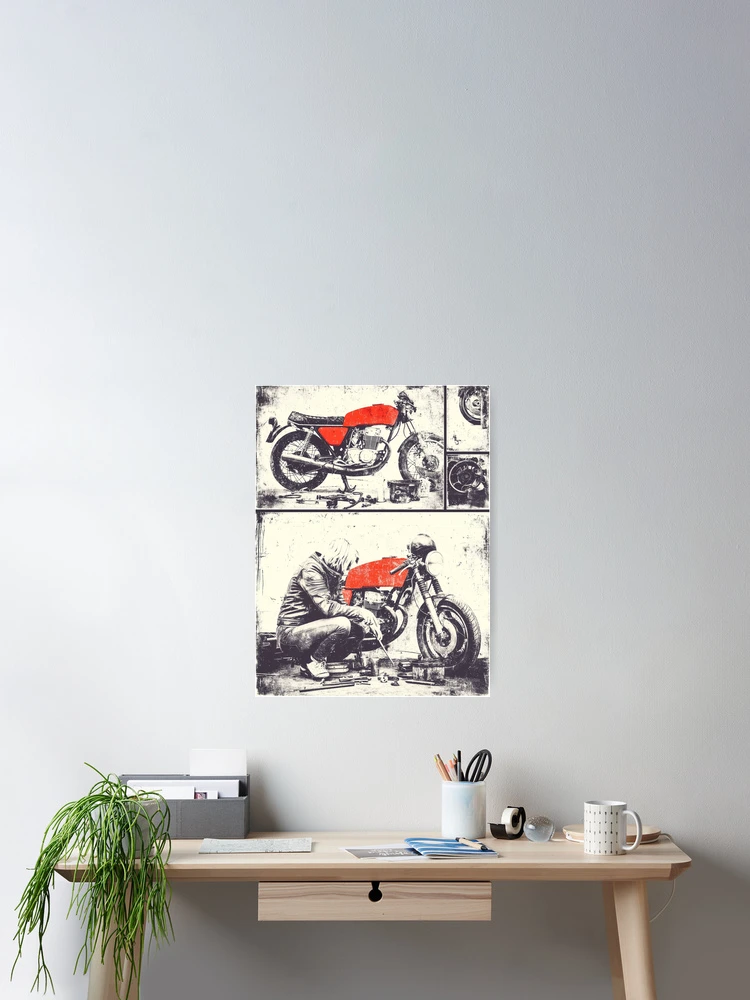 Thumbnail 2 of 3, Poster, Red Tank Ritual - Ride. Wrench. Repeat. designed and sold by SteadyRolling.