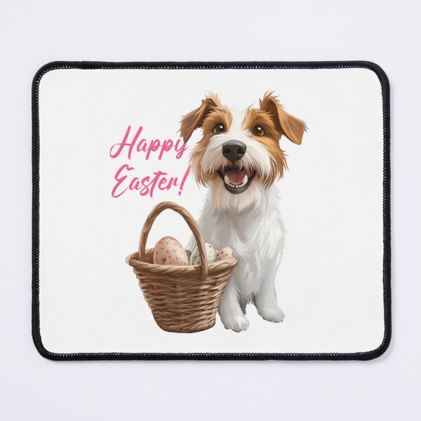 Item preview, Happy Easter dog with wicker basket illustration – cute Holiday Design with Text designed and sold by olenapetol.
