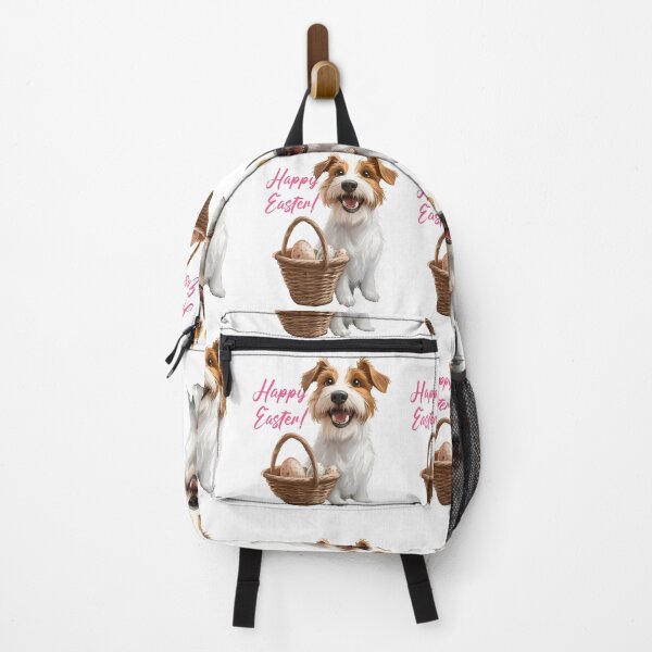 Item preview, Happy Easter dog with wicker basket illustration – cute Holiday Design with Text designed and sold by olenapetol.