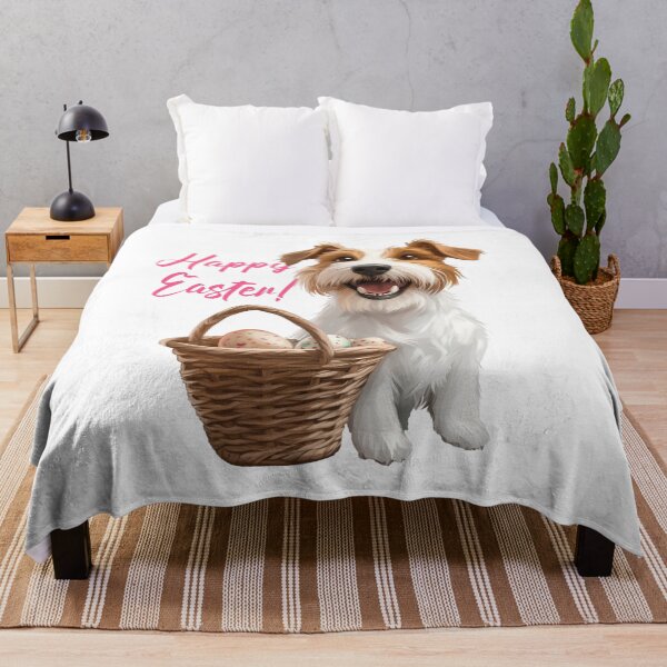 Item preview, Happy Easter dog with wicker basket illustration – cute Holiday Design with Text designed and sold by olenapetol.