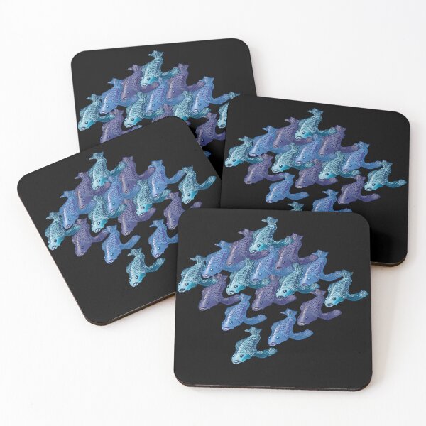 Item preview, Blue Fish Tessellation – Surreal Dissolving Pattern Inspired by Escher designed and sold by Richards little art shop.