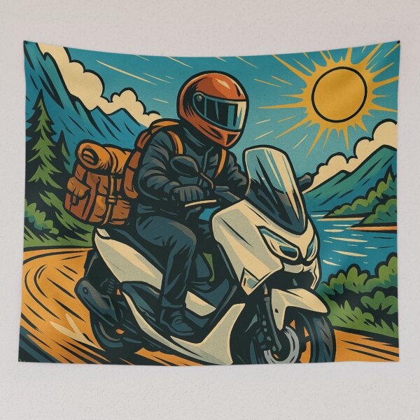 Item preview, Fun Touring Trip on Matic Motorbike AI Art – Perfect for Riders, Adventure Seekers & Motorbike Travel Accessories designed and sold by knalpot-design.