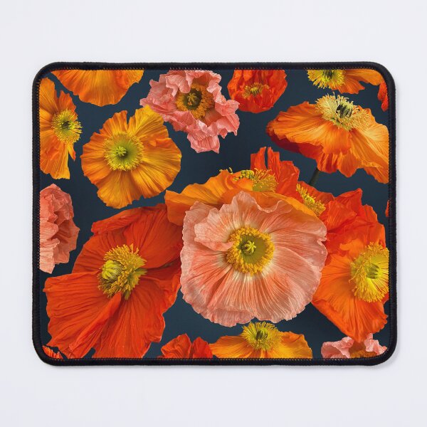Item preview, brightly coloured poppies on a navy background designed and sold by Alex Sharp.