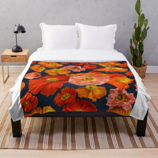Item preview, brightly coloured poppies on a navy background designed and sold by Alex Sharp.