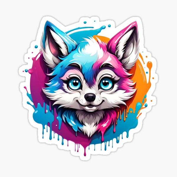 Cute colorful wolf Sticker