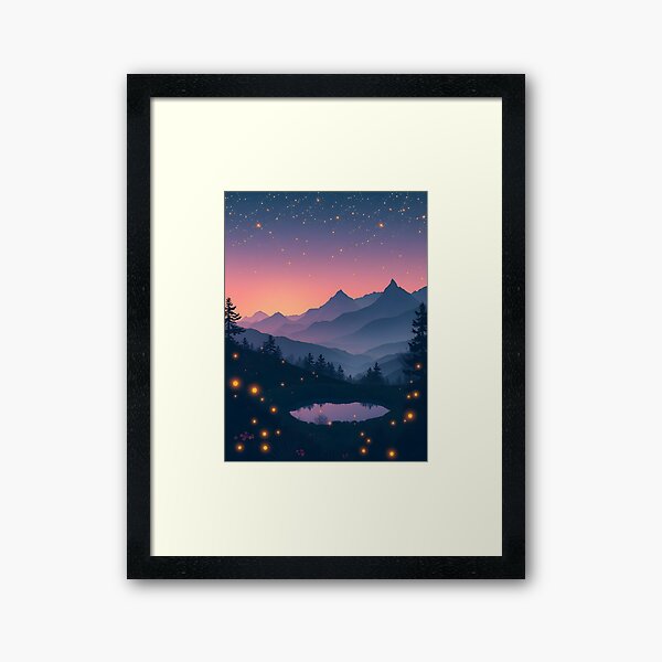 Item preview, Serene night and fireflies by the pond designed and sold by ponted.