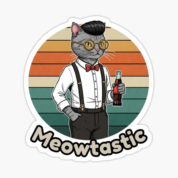 Vintage Cat in Style – Meowtastic Vibes Sticker
