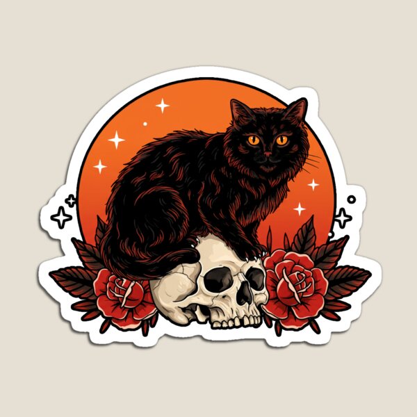 Item preview, Gato Gótico con Flores y Calavera – Estética Oscura y Tierna designed and sold by SrGoblin.