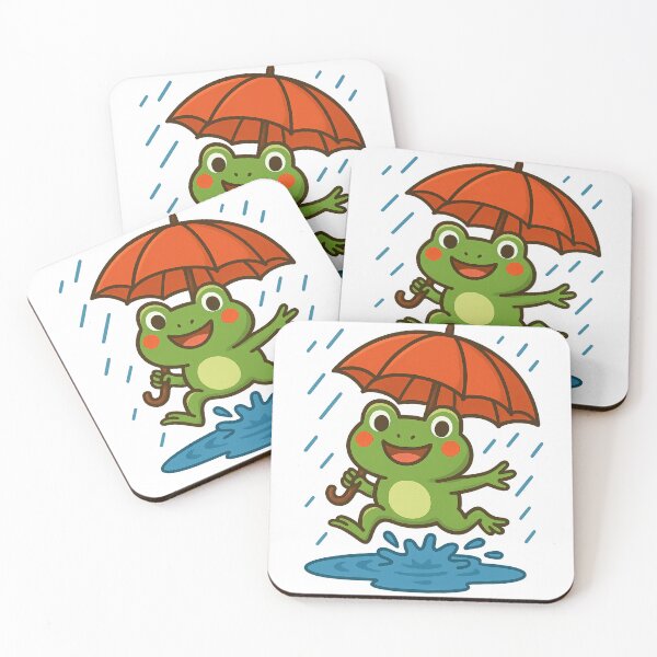 Item preview, Happy Frog Jumping in Rain with Umbrella designed and sold by IraBum.