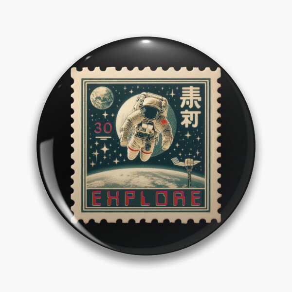 Item preview, Astronaut Space Explorer Retro Sci-Fi Stamp Illustration Sticker designed and sold by No1RetroStamps.