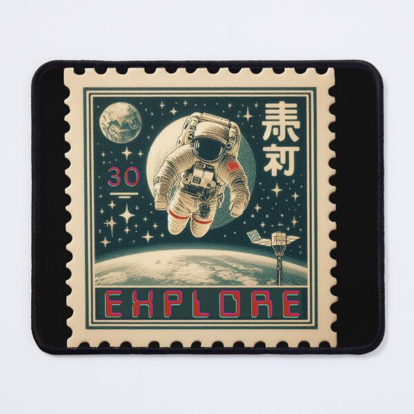 Item preview, Astronaut Space Explorer Retro Sci-Fi Stamp Illustration Sticker designed and sold by No1RetroStamps.
