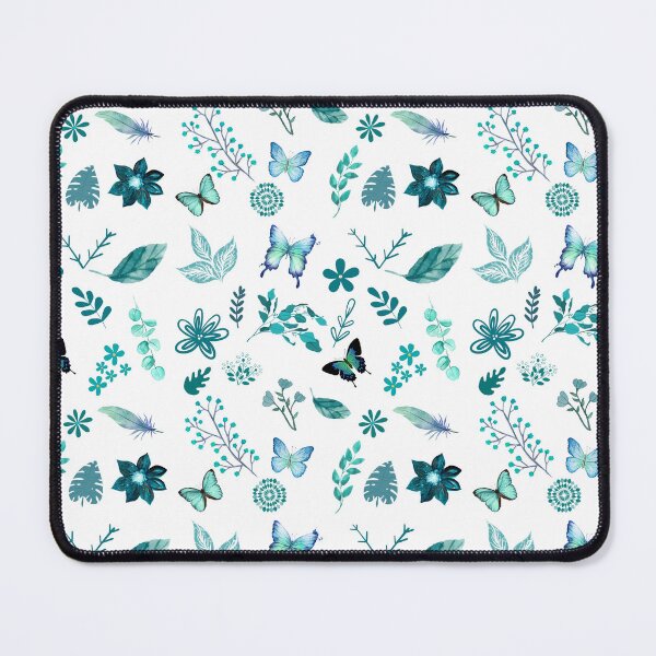 Item preview, Botanical Whimsy – Teal Butterflies, flowers & Leaves Seamless Pattern designed and sold by Fantacaroo Designs.