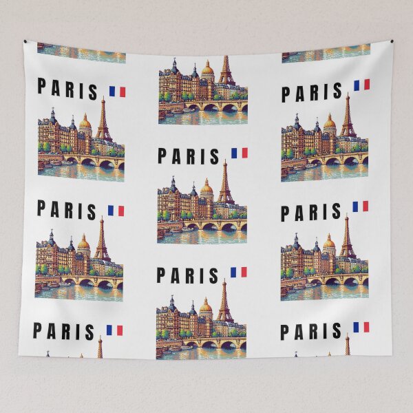 Item preview, Enchanting Paris Skyline Art - Eiffel Tower & French Flag Cityscape designed and sold by Psycho-Crazy.