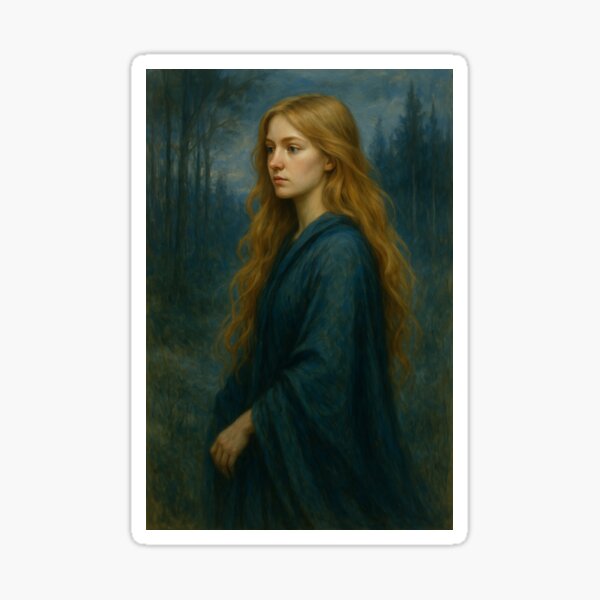 Item preview, Red-haired Woman in Blue Cloak in a Dreamy Forest designed and sold by Lacritsa .