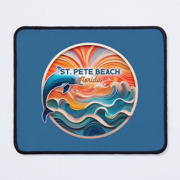 Item preview, St Pete Beach Florida Retro Vintage Waves Sunset & Dolphins One-of-a-Kind Art designed and sold by Mandeville Photography.