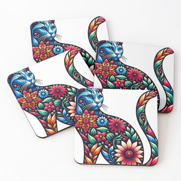 Item preview, Beautiful cat image filled with flowers designed and sold by Quantum Ink Designs.