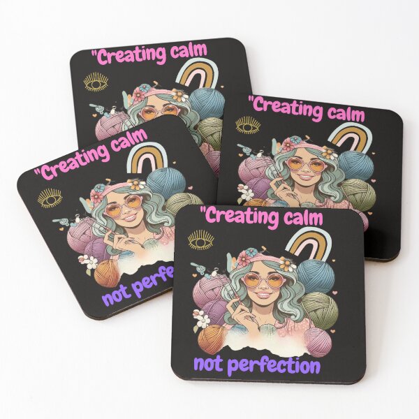 Item preview, Creating calm, not perfection - Retro knitting girl design designed and sold by JenniferCreaArte .