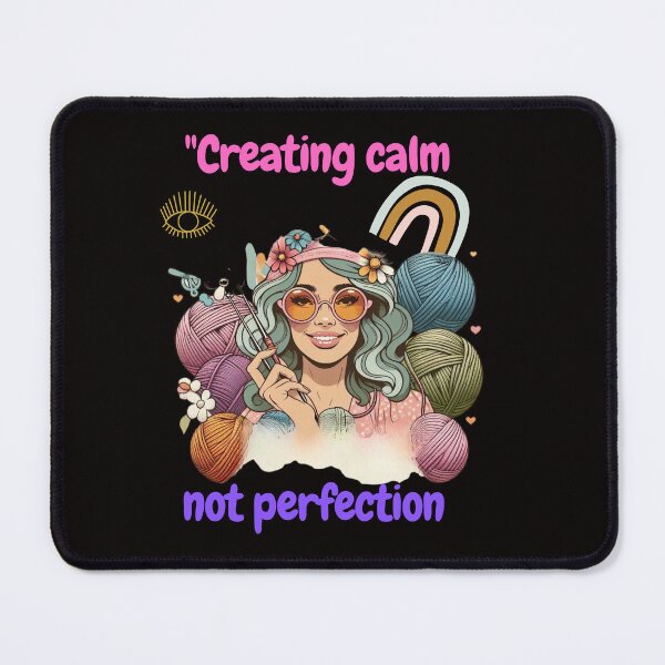 Item preview, Creating calm, not perfection - Retro knitting girl design designed and sold by JenniferCreaArte .