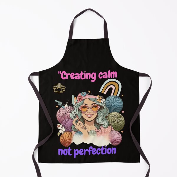 Item preview, Creating calm, not perfection - Retro knitting girl design designed and sold by JenniferCreaArte .