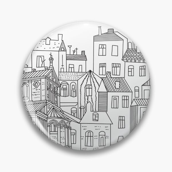 Item preview, Urban Jungle Line Art Cityscape Coloring Page with Detailed Buildings black outline  designed and sold by chuckletuckle.