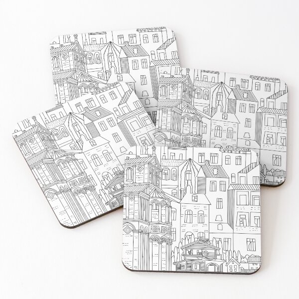 Item preview, Urban Jungle Line Art Cityscape Coloring Page with Detailed Buildings black outline  designed and sold by chuckletuckle.