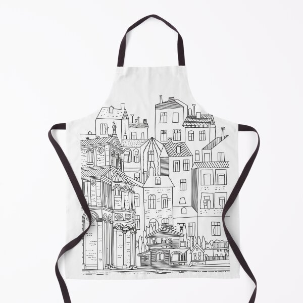 Item preview, Urban Jungle Line Art Cityscape Coloring Page with Detailed Buildings black outline designed and sold by chuckletuckle.
