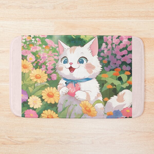 Item preview, Fluffy Cat in Spring Bloom designed and sold by Etsuke.