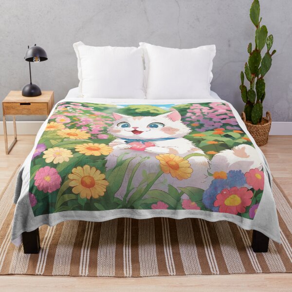 Item preview, Fluffy Cat in Spring Bloom designed and sold by Etsuke.