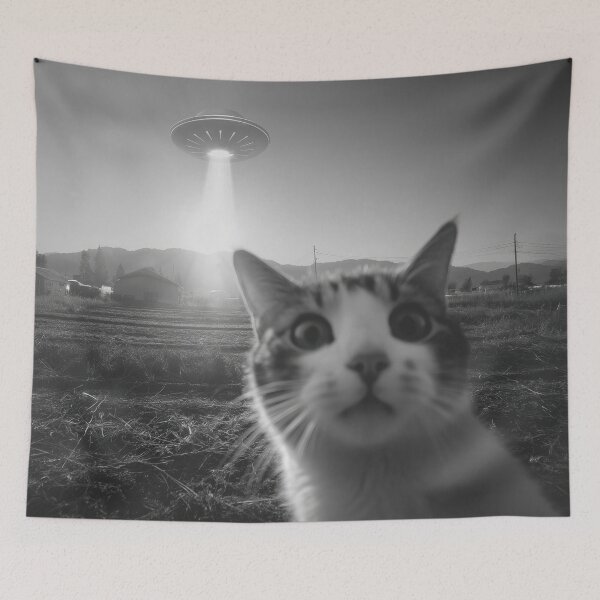 Item preview, Cat’s Epic Selfie Steals the Show with a UFO Twist designed and sold by ApproachingZion.