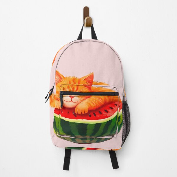 Item preview, Cute Orange Cat Sleeping on Watermelon Slice. Watermelon Shapes with Heart and Cube Designs designed and sold by Anastasiia Yurevych.