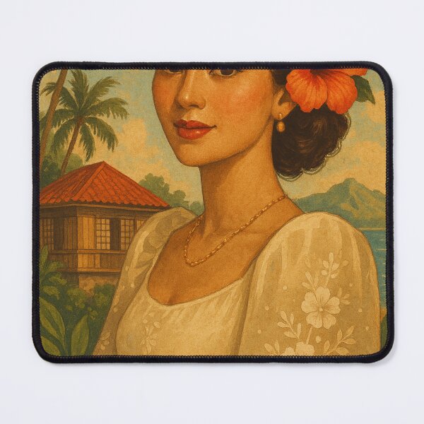 Item preview, Filipiniana Beauty with Hibiscus in Traditional Setting designed and sold by Places On Earth.