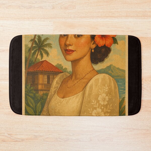 Item preview, Filipiniana Beauty with Hibiscus in Traditional Setting designed and sold by Places On Earth.