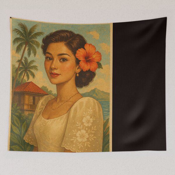 Item preview, Filipiniana Beauty with Hibiscus in Traditional Setting designed and sold by Places On Earth.