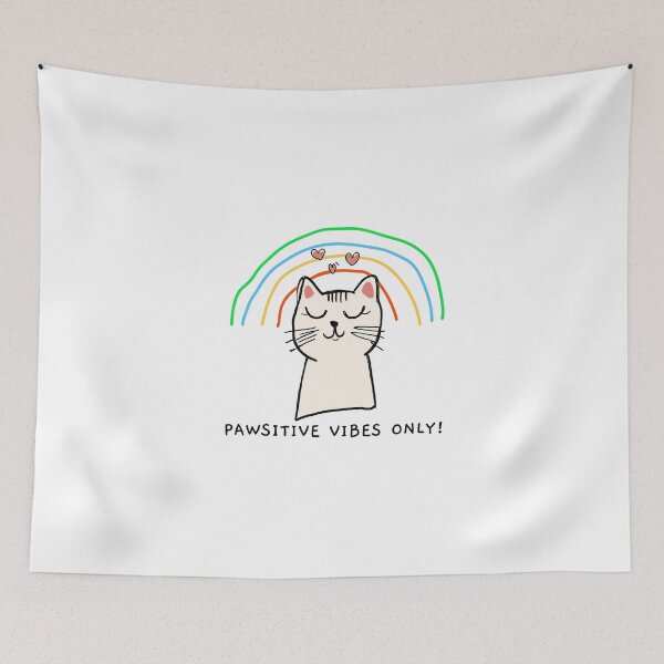 Item preview, Pawsitive vibes only. Goofy, weird and fun artwork by wonkydoodlein. Funny cat t-shirt. Version 3 designed and sold by wonkydoodleink.